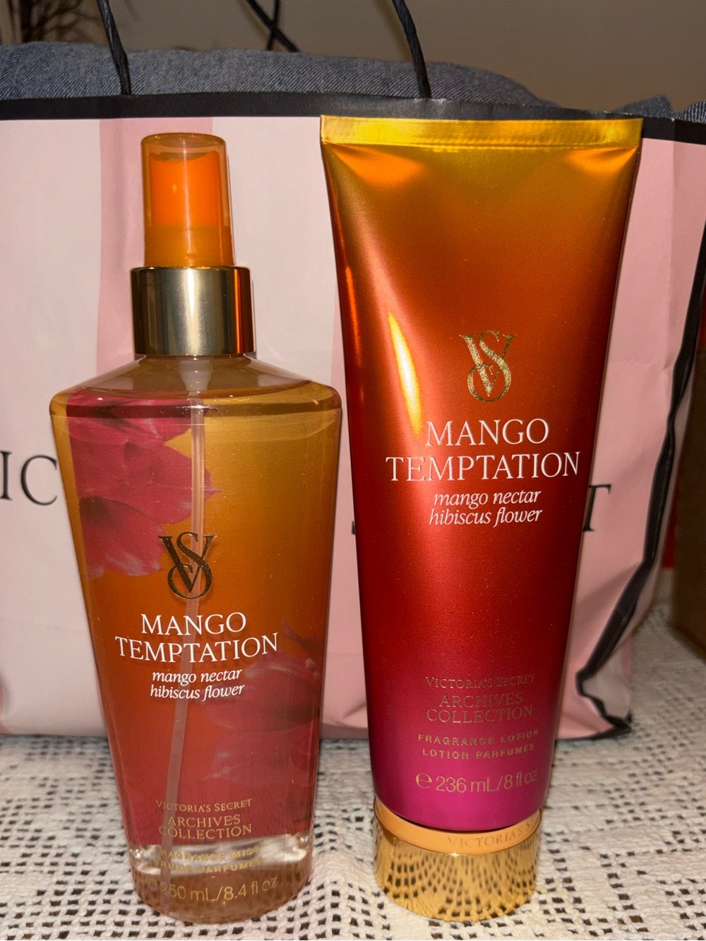 (Inventory 54) Victoria's Secret Mango Temptation Fragrance Mist & Lotion Set